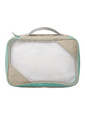 Lewis N. Clark Mesh Packing Cube Travel Organizer Beige/Aqua Medium 13”× 9”x 3”